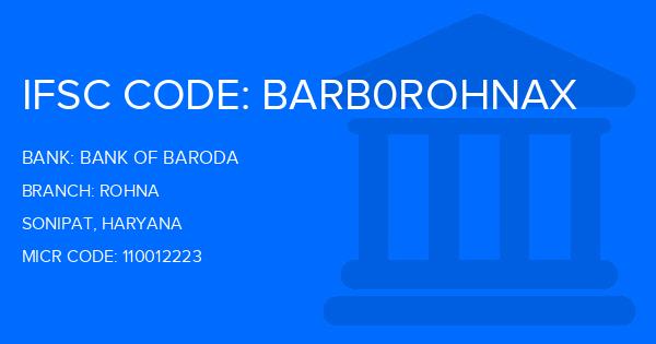 Bank Of Baroda (BOB) Rohna Branch IFSC Code