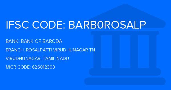 Bank Of Baroda (BOB) Rosalpatti Virudhunagar Tn Branch IFSC Code