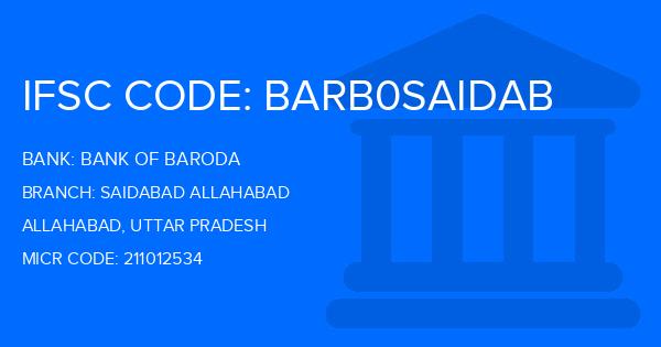 Bank Of Baroda (BOB) Saidabad Allahabad Branch IFSC Code