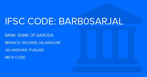 Bank Of Baroda (BOB) Rosarb Jalandhar Branch IFSC Code
