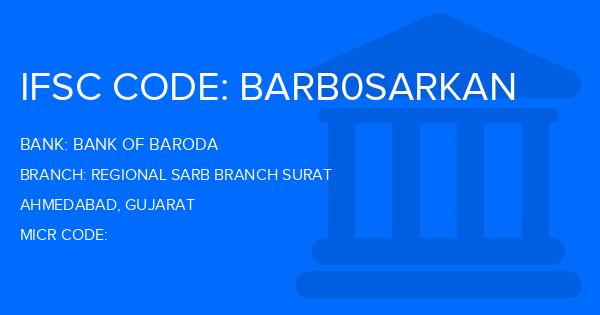 Bank Of Baroda (BOB) Regional Sarb Branch Surat Branch IFSC Code