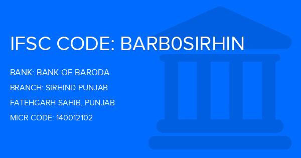 Bank Of Baroda (BOB) Sirhind Punjab Branch IFSC Code