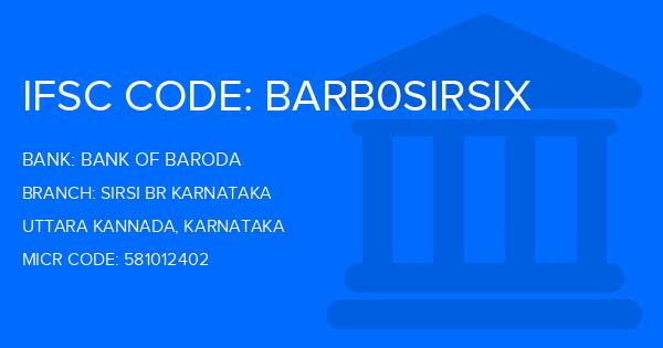 Bank Of Baroda (BOB) Sirsi Br Karnataka Branch IFSC Code