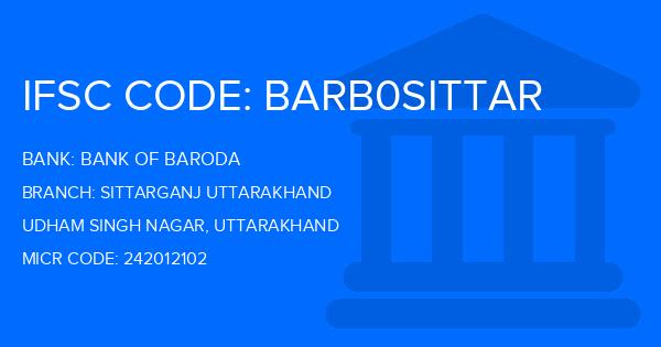 Bank Of Baroda (BOB) Sittarganj Uttarakhand Branch IFSC Code