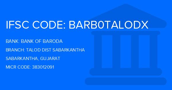 Bank Of Baroda (BOB) Talod Dist Sabarkantha Branch IFSC Code