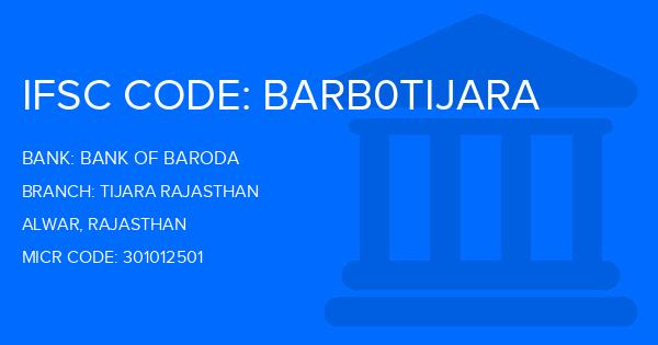 Bank Of Baroda (BOB) Tijara Rajasthan Branch IFSC Code