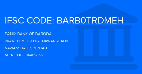 Bank Of Baroda (BOB) Mehli Dist Nawanshahr Branch IFSC Code