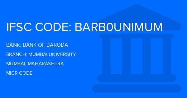 Bank Of Baroda (BOB) Mumbai University Branch IFSC Code