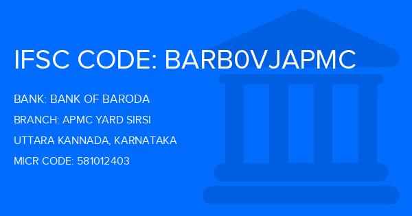 Bank Of Baroda (BOB) Apmc Yard Sirsi Branch IFSC Code
