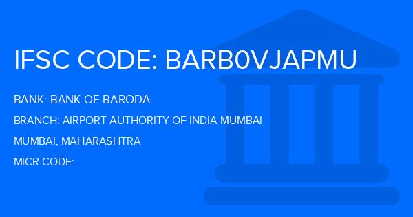Bank Of Baroda (BOB) Airport Authority Of India Mumbai Branch IFSC Code