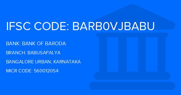 Bank Of Baroda (BOB) Babusapalya Branch IFSC Code