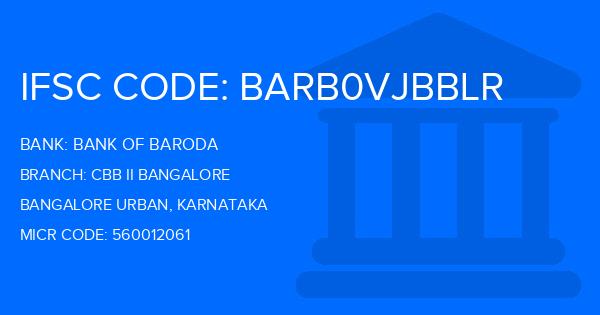 Bank Of Baroda (BOB) Cbb Ii Bangalore Branch IFSC Code