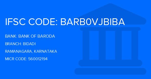 Bank Of Baroda (BOB) Bidadi Branch IFSC Code