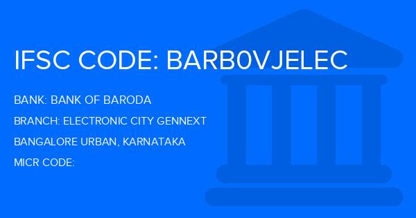 Bank Of Baroda (BOB) Electronic City Gennext Branch IFSC Code