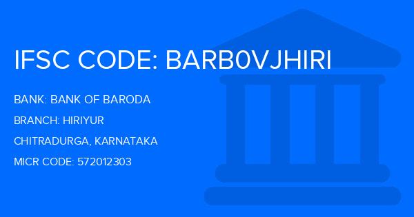 Bank Of Baroda (BOB) Hiriyur Branch IFSC Code