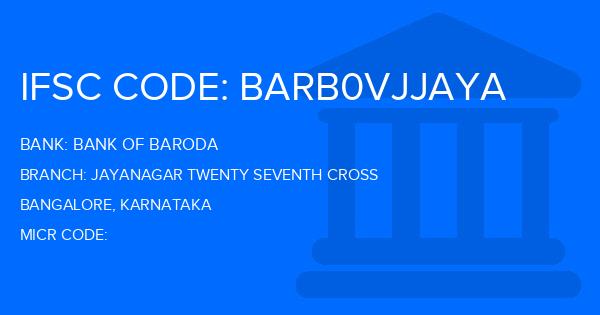 Bank Of Baroda (BOB) Jayanagar Twenty Seventh Cross Branch IFSC Code