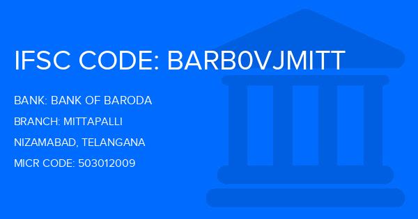 Bank Of Baroda (BOB) Mittapalli Branch IFSC Code