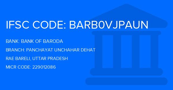 Bank Of Baroda (BOB) Panchayat Unchahar Dehat Branch IFSC Code