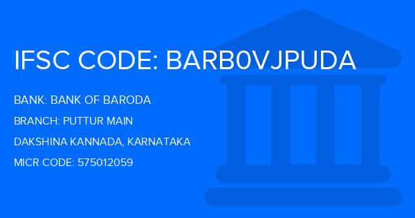 Bank Of Baroda (BOB) Puttur Main Branch IFSC Code