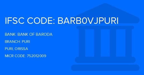 Bank Of Baroda (BOB) Puri Branch IFSC Code