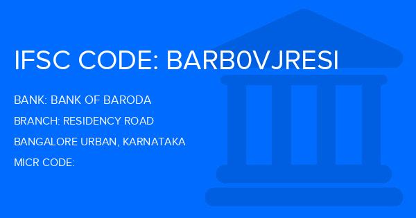 Bank Of Baroda (BOB) Residency Road Branch IFSC Code