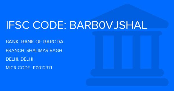 Bank Of Baroda (BOB) Shalimar Bagh Branch IFSC Code