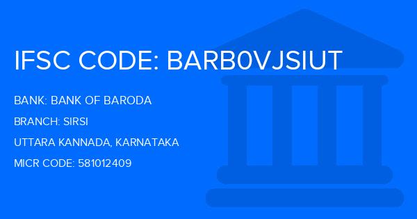 Bank Of Baroda (BOB) Sirsi Branch IFSC Code