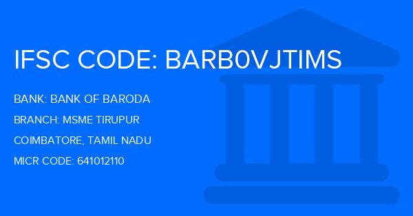 Bank Of Baroda (BOB) Msme Tirupur Branch IFSC Code