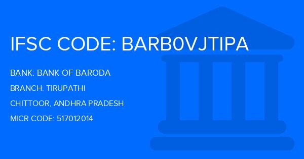 Bank Of Baroda (BOB) Tirupathi Branch IFSC Code
