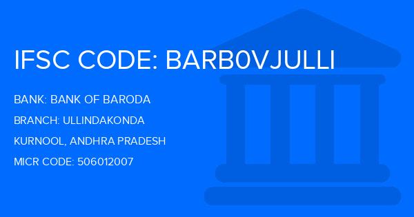 Bank Of Baroda (BOB) Ullindakonda Branch IFSC Code