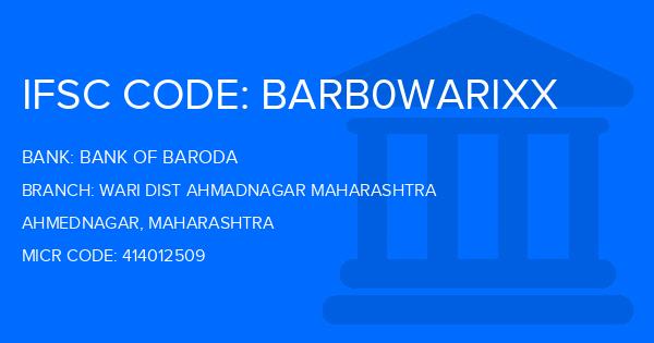 Bank Of Baroda (BOB) Wari Dist Ahmadnagar Maharashtra Branch IFSC Code