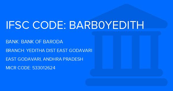 Bank Of Baroda (BOB) Yeditha Dist East Godavari Branch IFSC Code