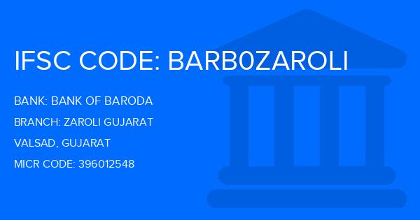Bank Of Baroda (BOB) Zaroli Gujarat Branch IFSC Code