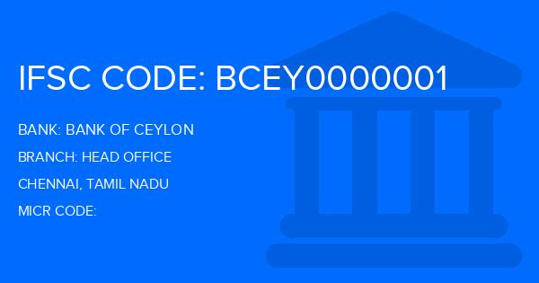 Bank Of Ceylon Head Office Branch IFSC Code