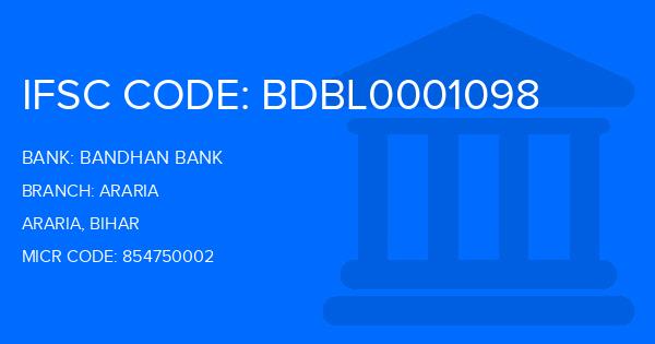 Bandhan Bank Araria Branch IFSC Code