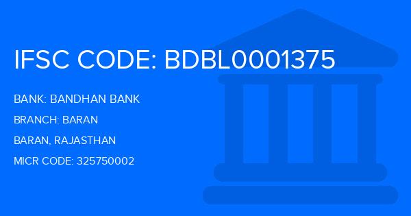 Bandhan Bank Baran Branch IFSC Code