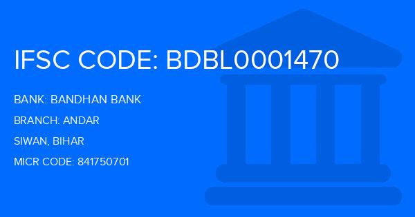 Bandhan Bank Andar Branch IFSC Code