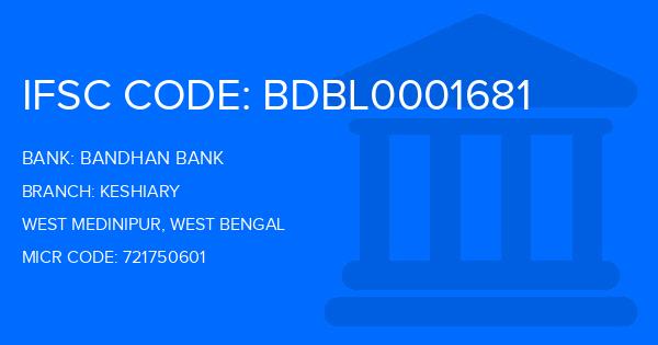 Bandhan Bank Keshiary Branch IFSC Code