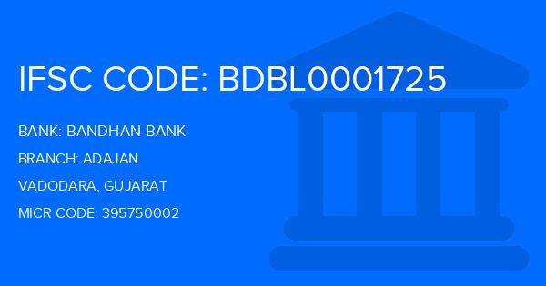 Bandhan Bank Adajan Branch IFSC Code