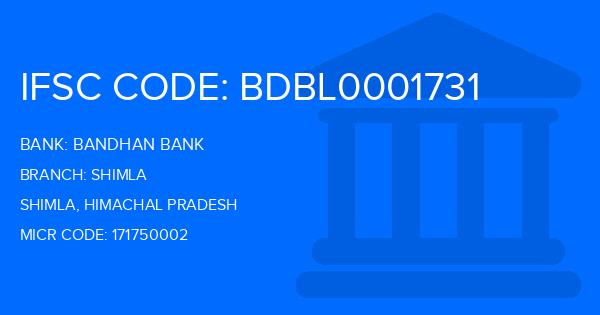 Bandhan Bank Shimla Branch IFSC Code