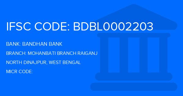 Bandhan Bank Mohanbati Branch Raiganj Branch IFSC Code