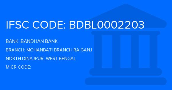 Bandhan Bank Mohanbati Branch Raiganj Branch IFSC Code