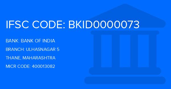 Bank Of India (BOI) Ulhasnagar 5 Branch IFSC Code