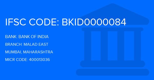 Bank Of India (BOI) Malad East Branch IFSC Code