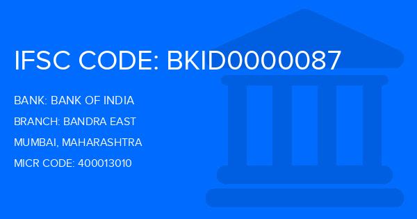 Bank Of India (BOI) Bandra East Branch IFSC Code