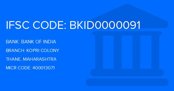Bank Of India (BOI) Kopri Colony Branch IFSC Code