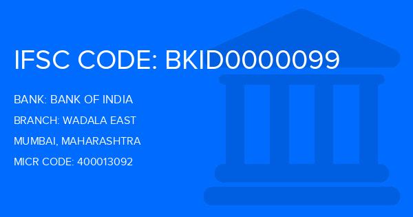 Bank Of India (BOI) Wadala East Branch IFSC Code