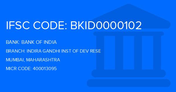 Bank Of India (BOI) Indira Gandhi Inst Of Dev Rese Branch IFSC Code