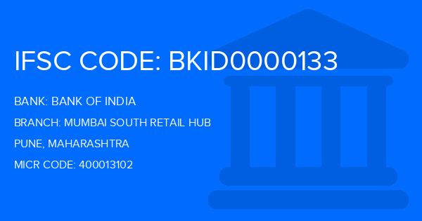 Bank Of India (BOI) Mumbai South Retail Hub Branch IFSC Code