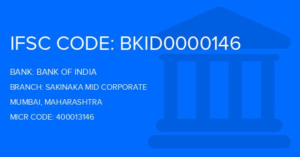Bank Of India (BOI) Sakinaka Mid Corporate Branch IFSC Code
